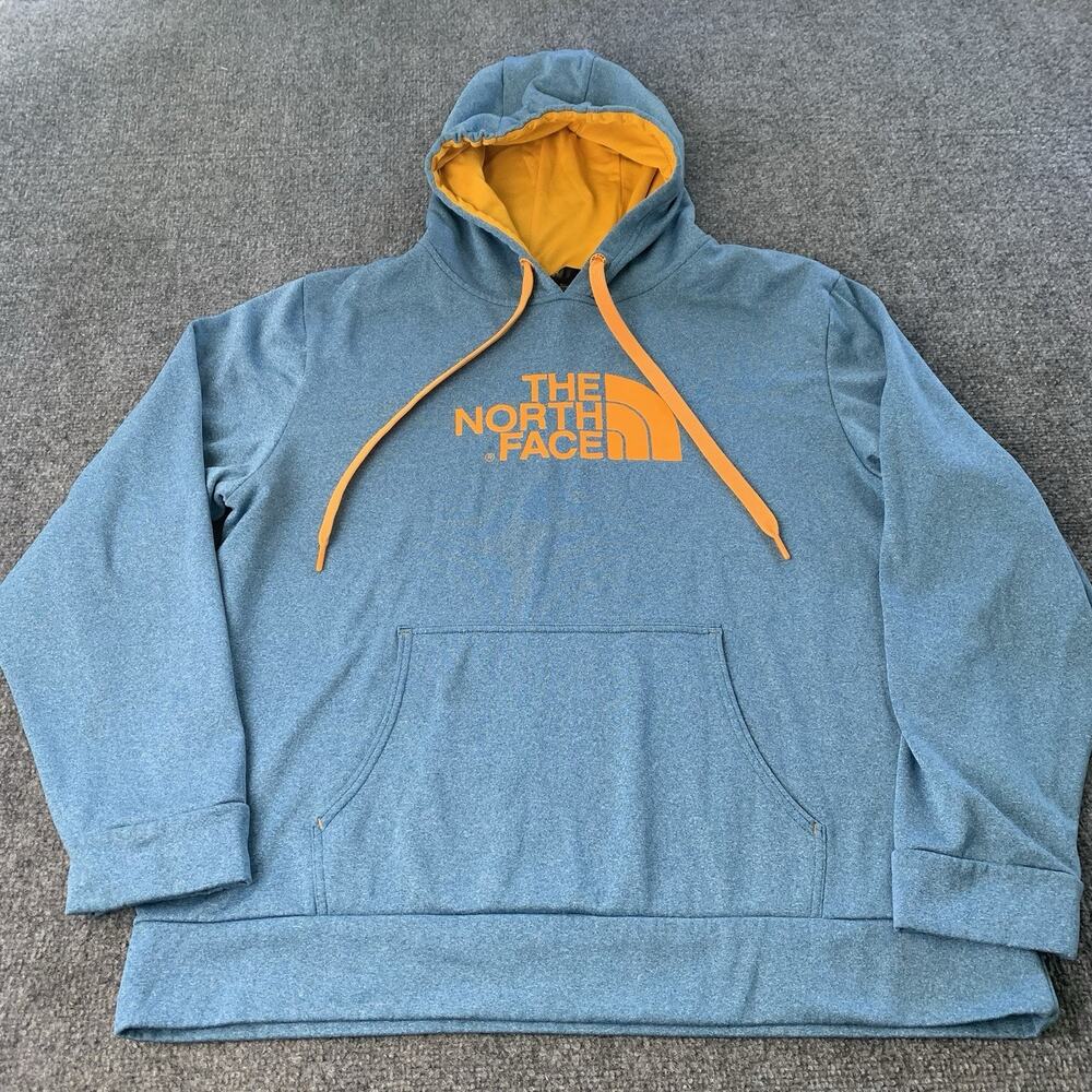 The North Face Hoodie Mens XL Blue Gold Sweater Half Dome 100% Polyester Outdoor